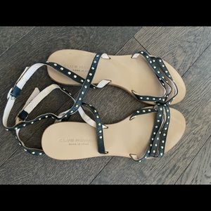 Club Monaco size 9 ankle wrap leather flats